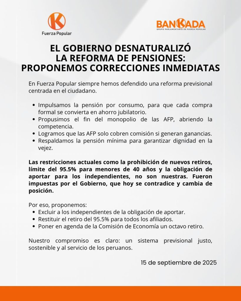 Comunicado FP sobre reforma de pensiones