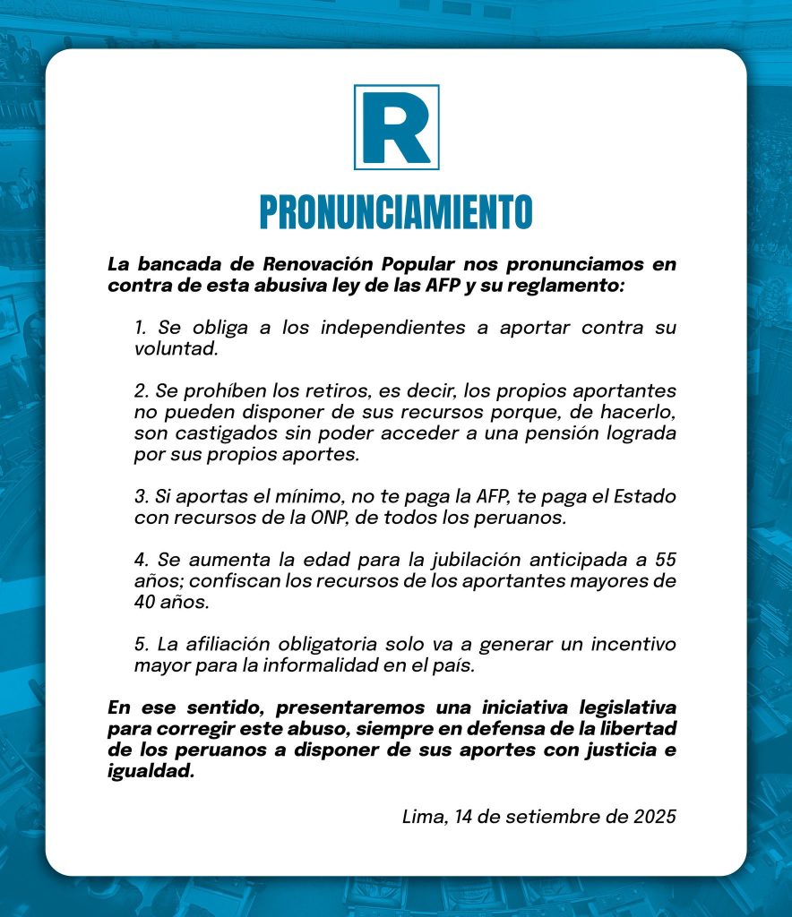 Comunicado Renovación Popular 