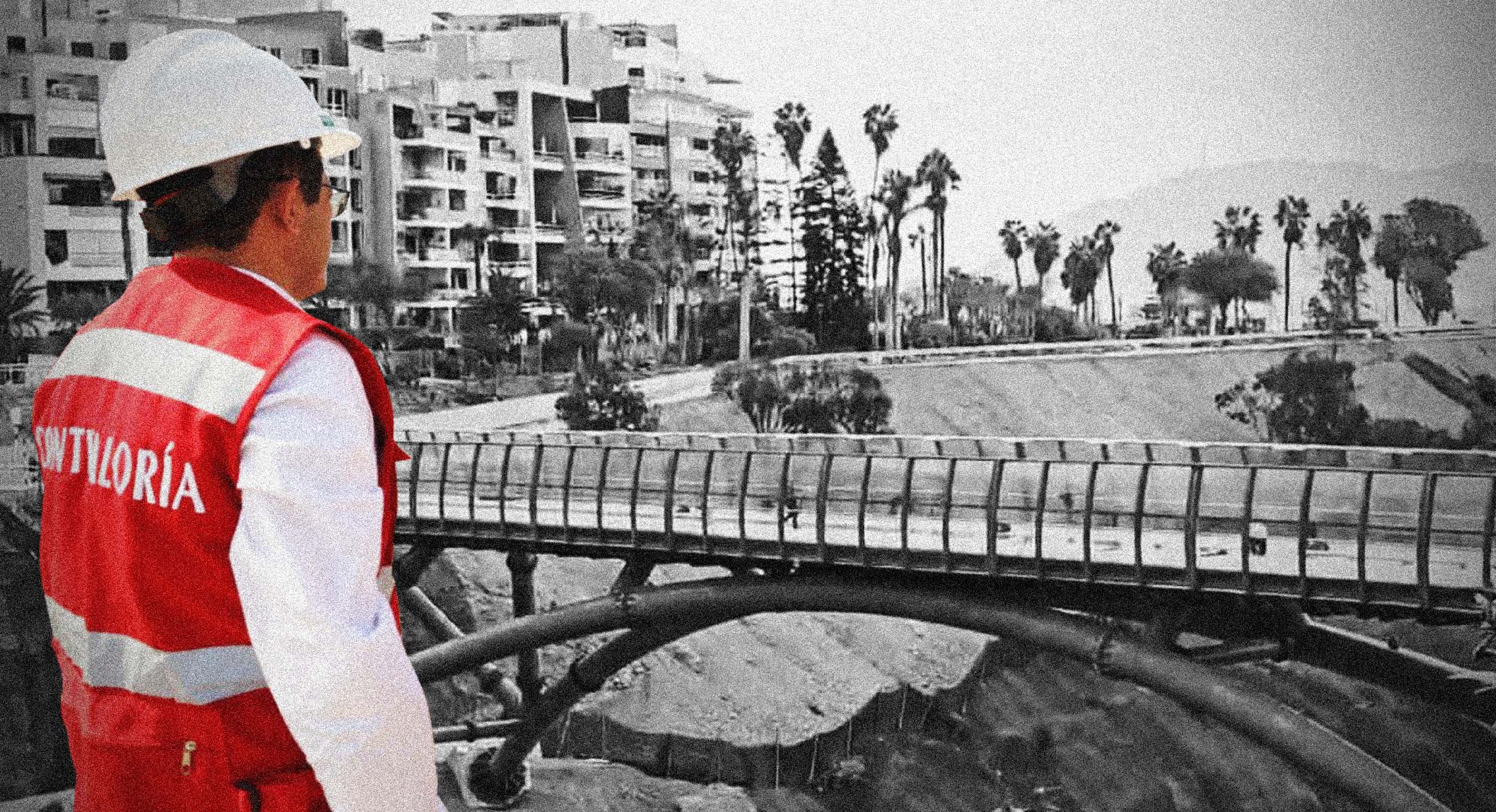 Corredor turístico de Miraflores y Barranco con un funcionario de la Contraloría que supervisa la obra