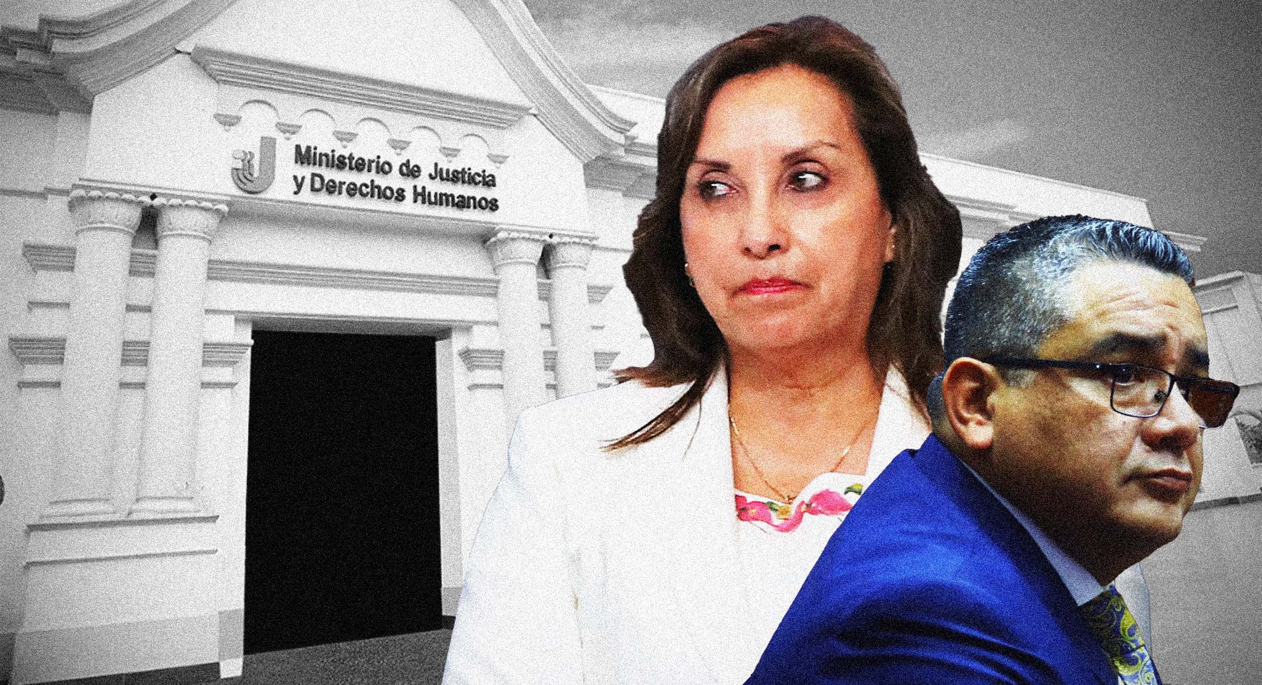 Ministro de Justicia Juan José Santiváñez y presidenta Dina Boluarte